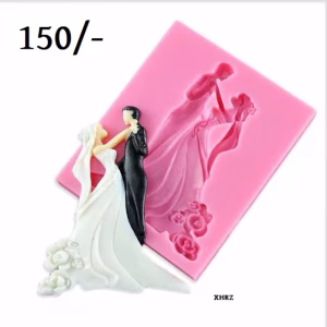 Pink Couple Silicon Topper Mold Chocolate