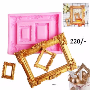 Pink Silicon Photo Frame Fondant Molds - Pink Silicone Picture Frame Molds